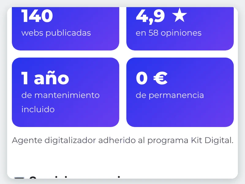 Una sección hecha con HTML y CSS propios: aquí, unas cifras destacadas de la agencia.