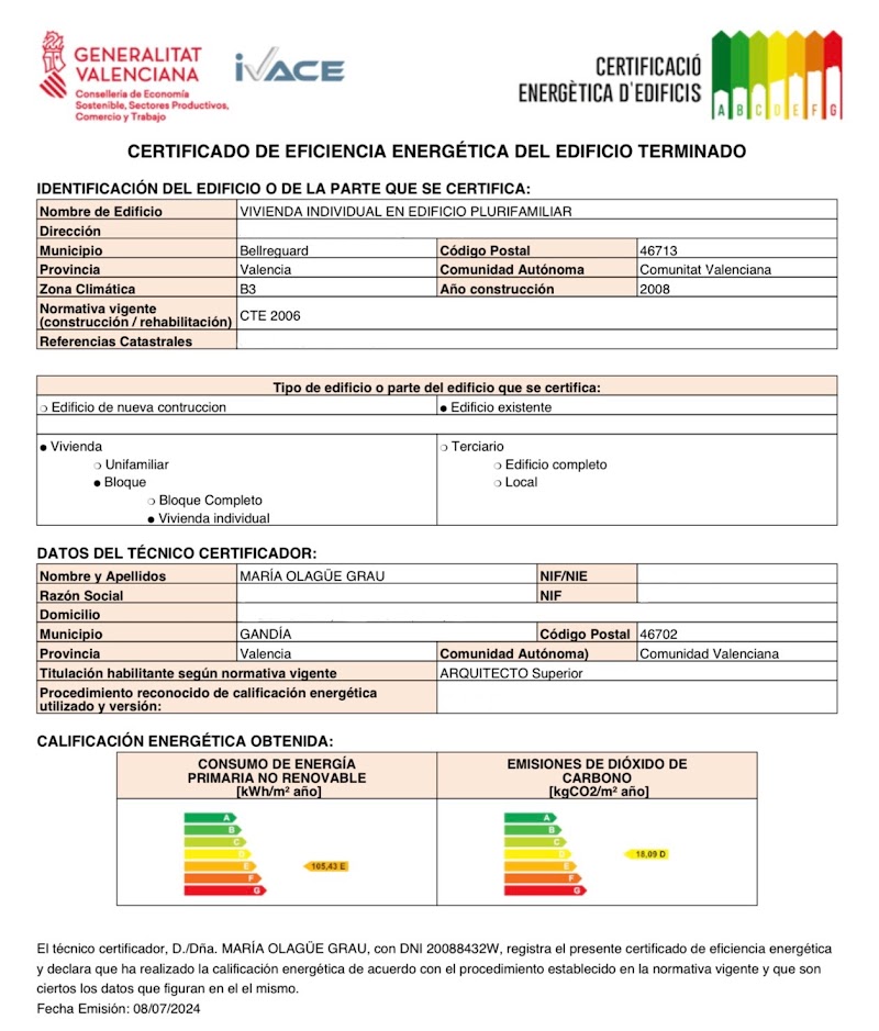 Imagen de Certificados Energéticos y de Ocupación Gandia