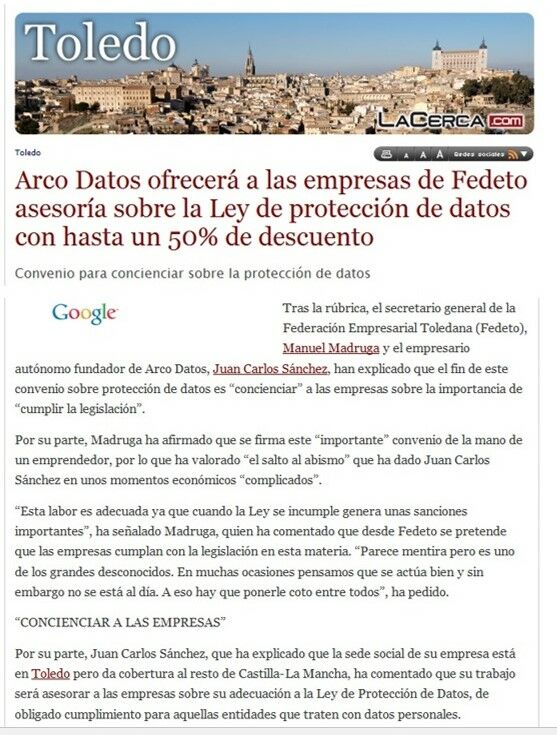 Imagen de negocio en Protección de datos en Provincia de Toledo