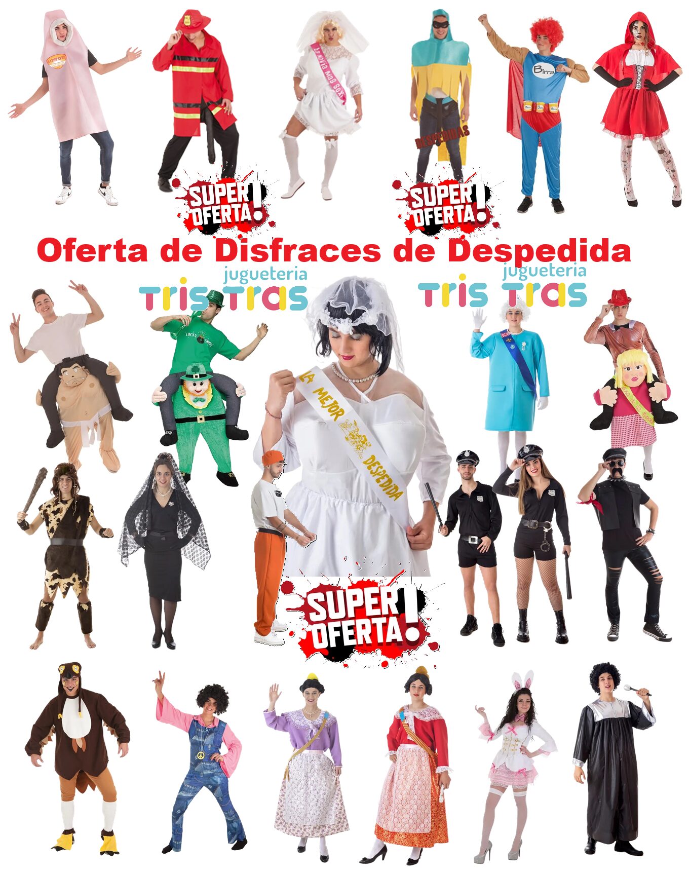 Oferta de Disfraces de despedidas en juguetería Tristras